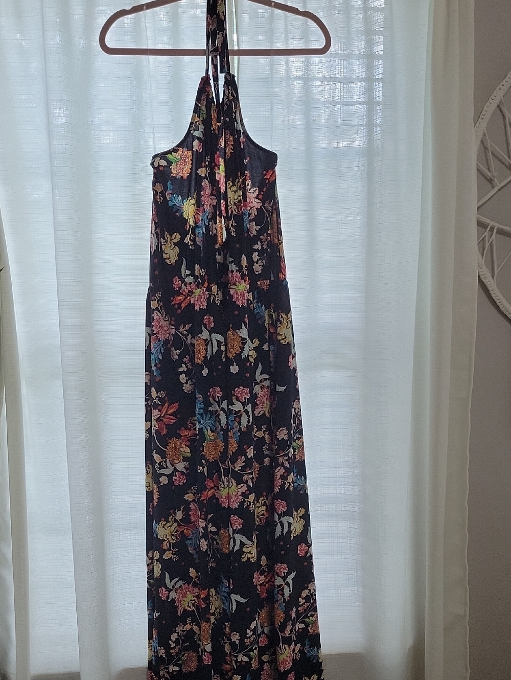 Lane Bryant Black Floral Halter Maxi Dress